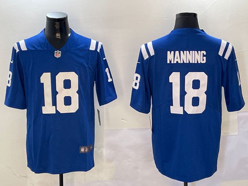 Men Indianapolis Colts #18 Manning Blue Second generation 2024 Nike Limited NFL Jersey style 1